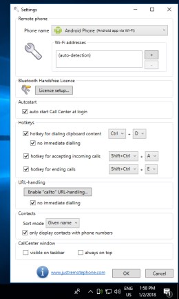 CallCenter - Settings of the PC client